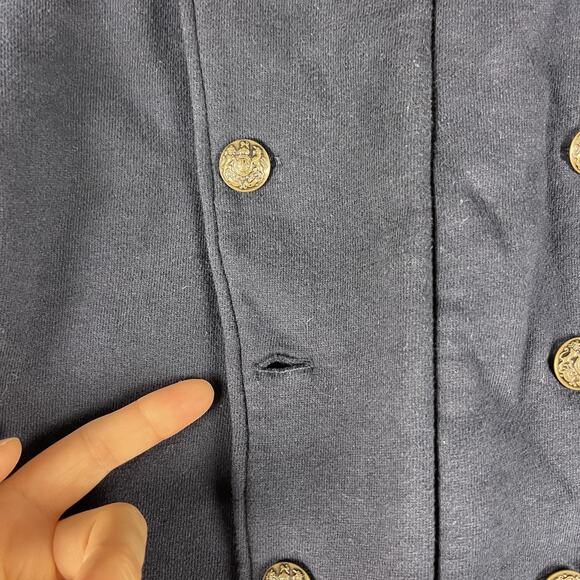 Polo Ralph Lauren French Terry Military Jacket Girls Large 12/14 Blue Preppy - Picture 16 of 16